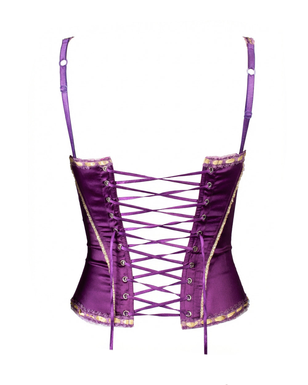 PURPLE & YELLOW RIBBON SATIN CORSET @IRIK