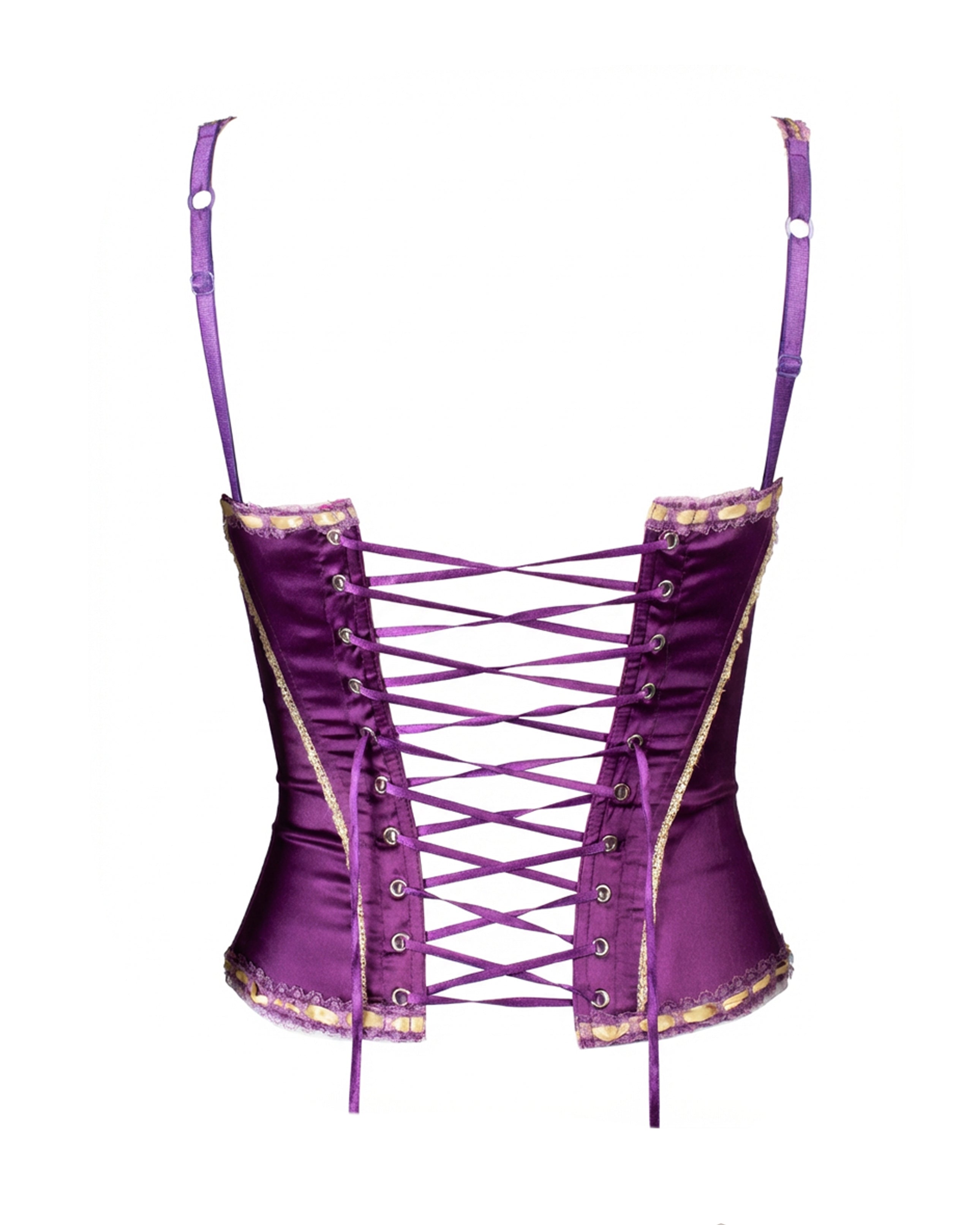 PURPLE & YELLOW RIBBON SATIN CORSET @IRIK