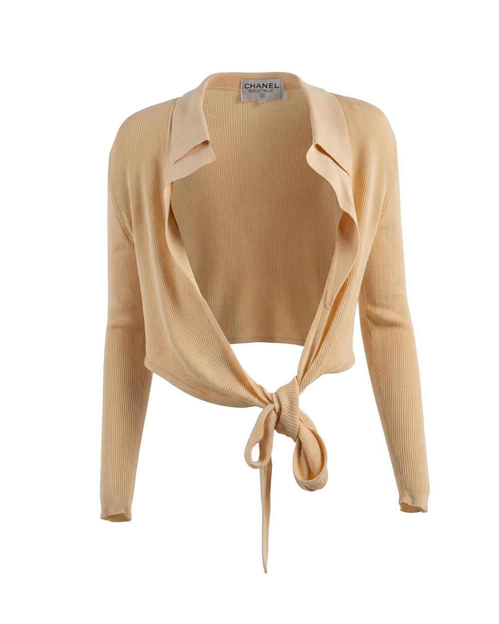 90s Ribbed Cream Wraparound Cardigan Collared Top @JCCG