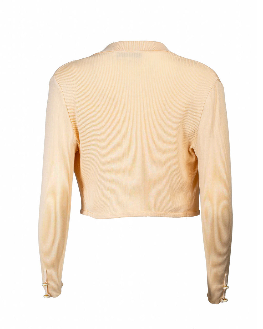 90s Ribbed Cream Wraparound Cardigan Collared Top @JCCG