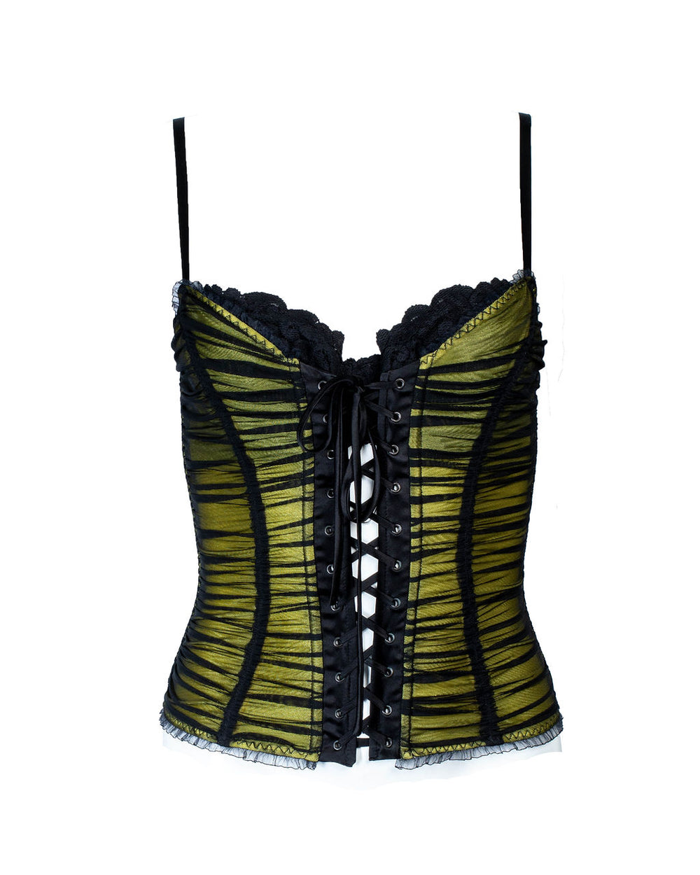 BLACK & YELLOW RUCHED CORSET TOP @IRIK