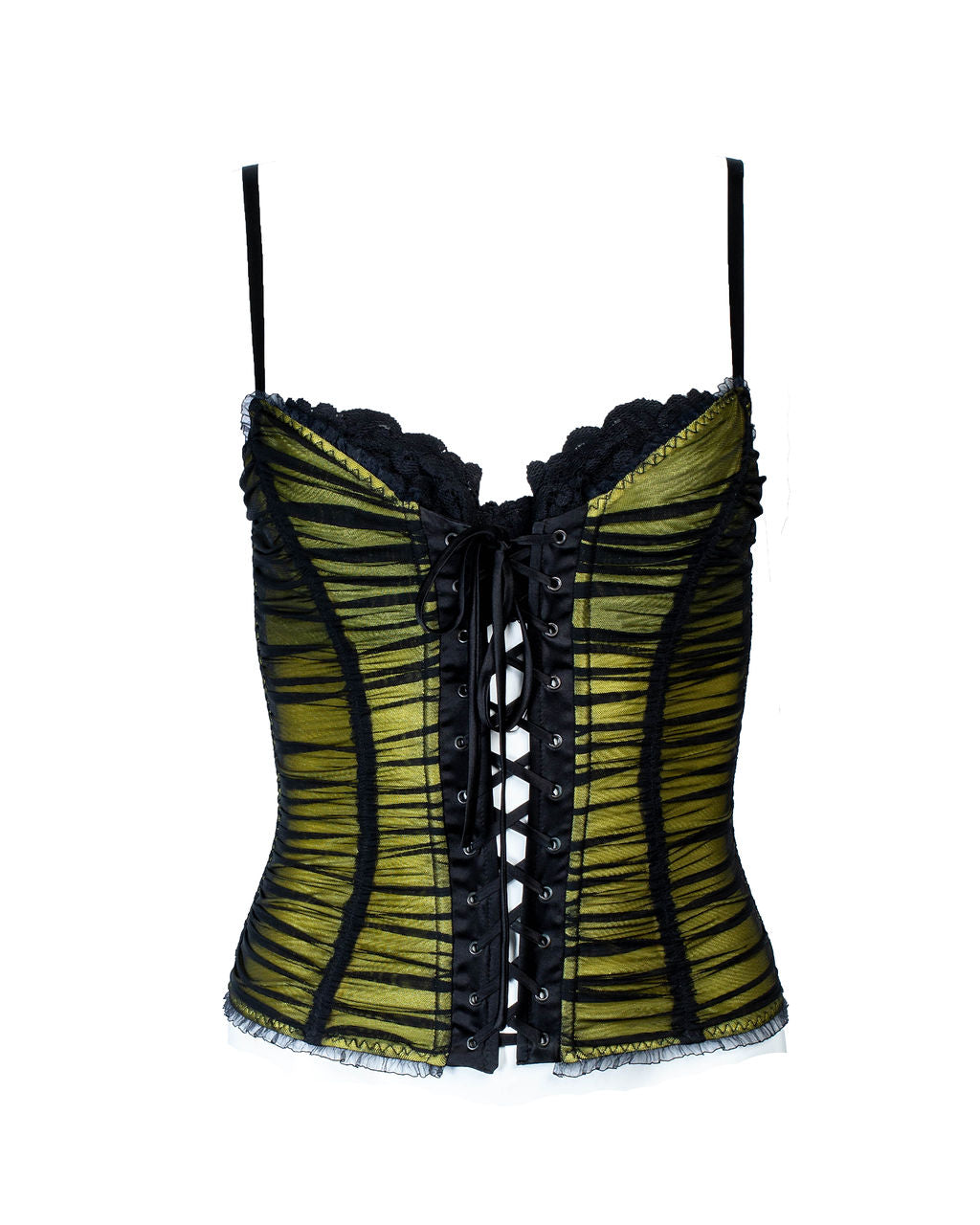 BLACK & YELLOW RUCHED CORSET TOP @IRIK