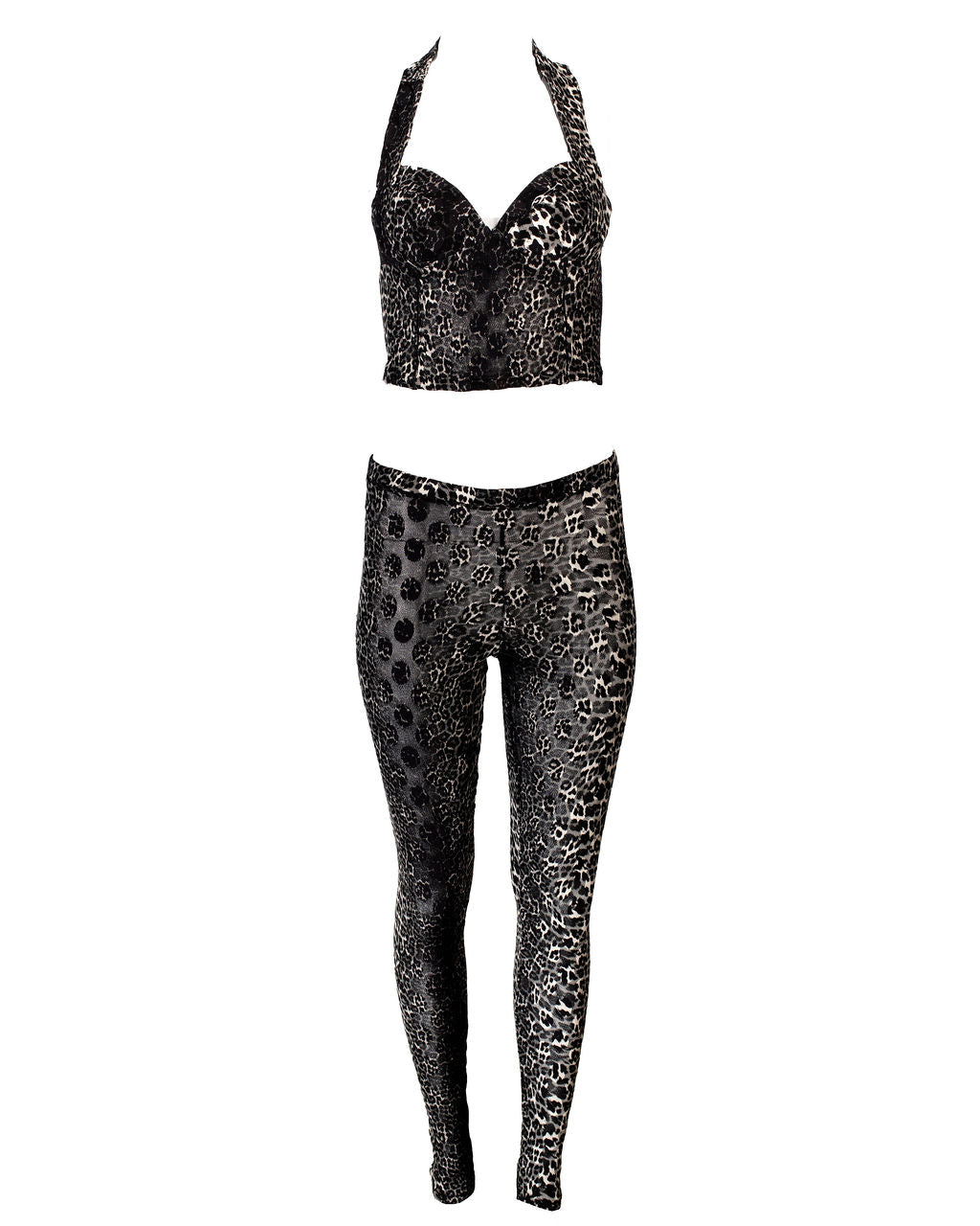 90s BLACK LEOPARD MESH 2/PC SET