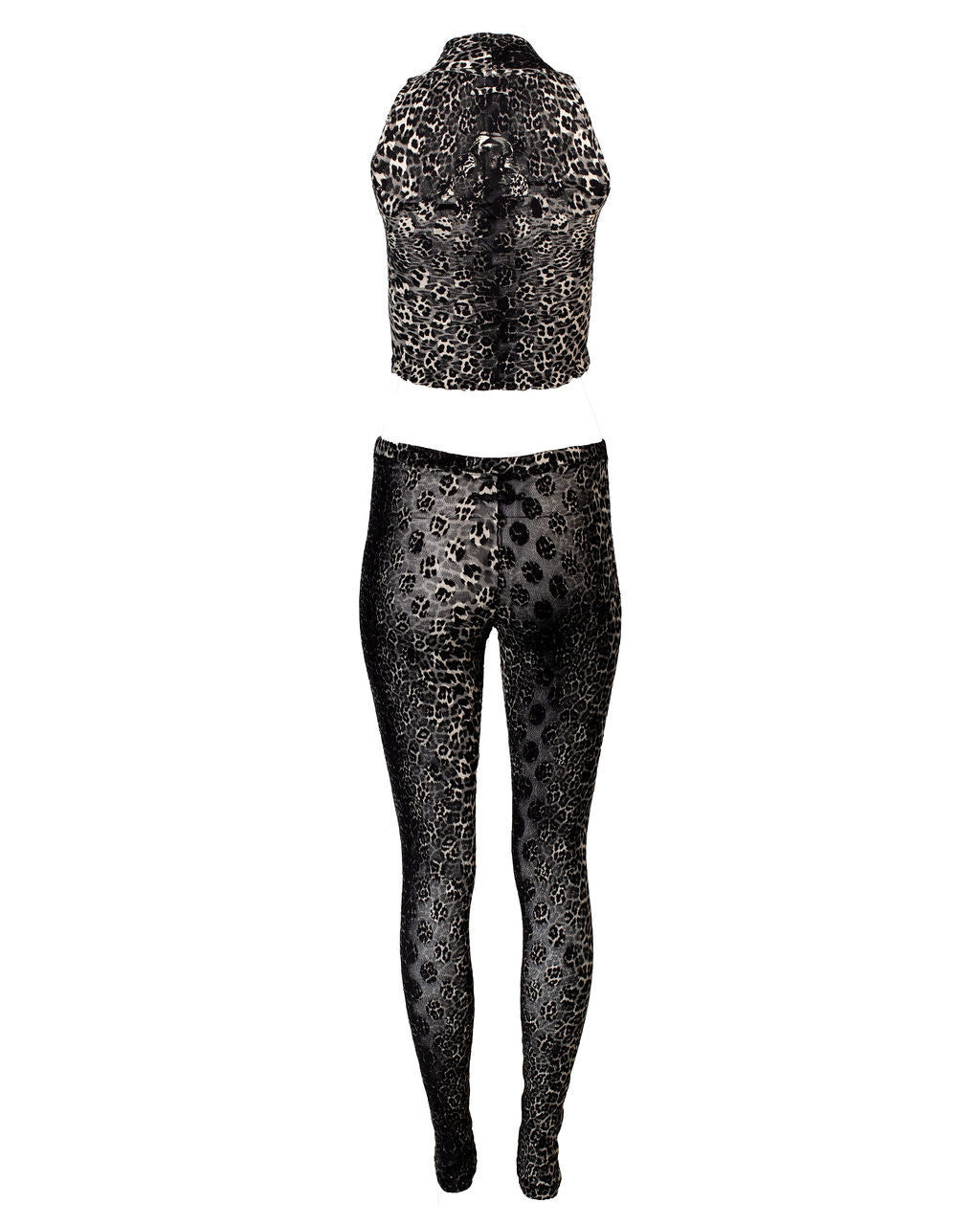 90s BLACK LEOPARD MESH 2/PC SET