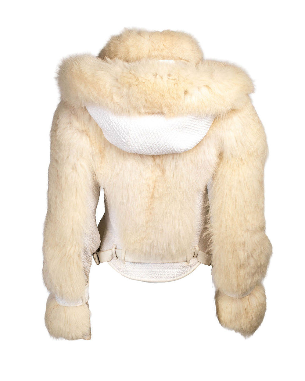 White Moto Jacket w/ Fox Fur