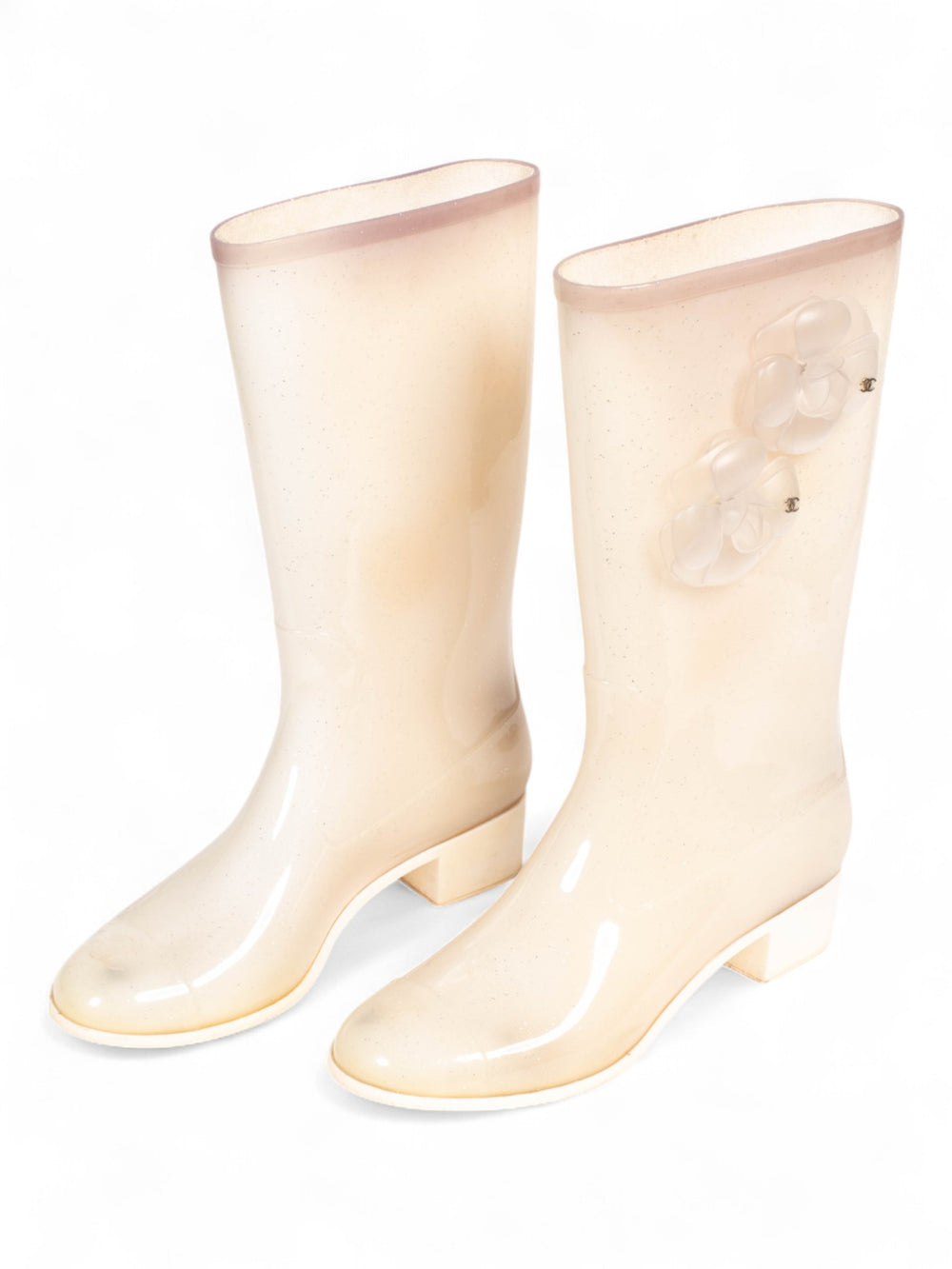 SPARKLY CAMELIA FLOWER RAIN BOOTS