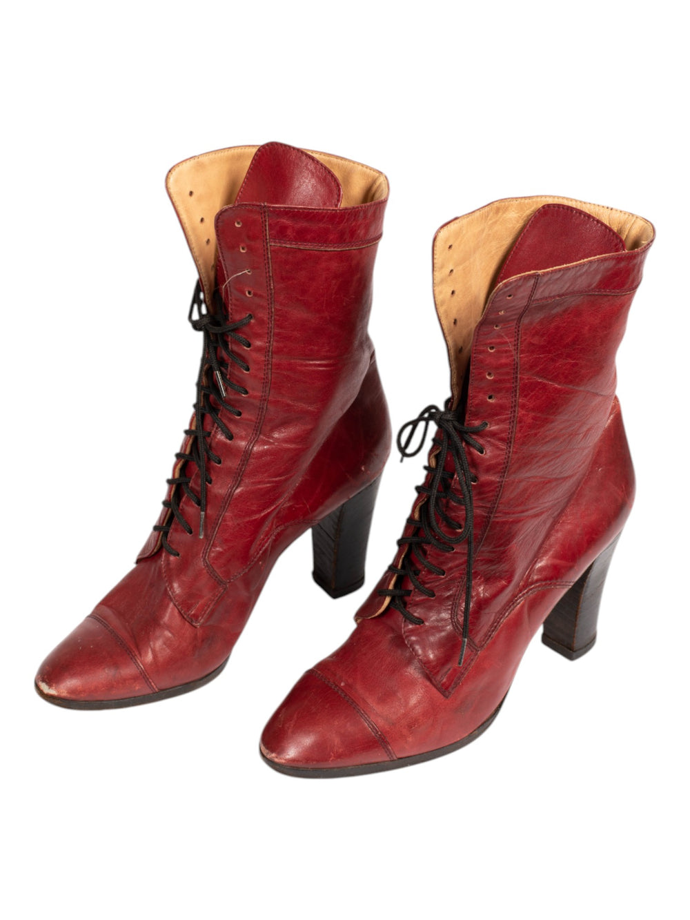RED ITALIAN LACE UP BOOTIES
