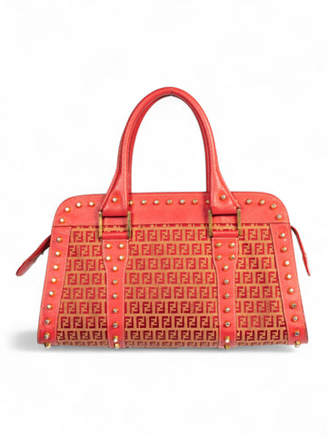 VINTAGE ZUCCHINO STUDDED RED MONOGRAM BAG (AS IS)
