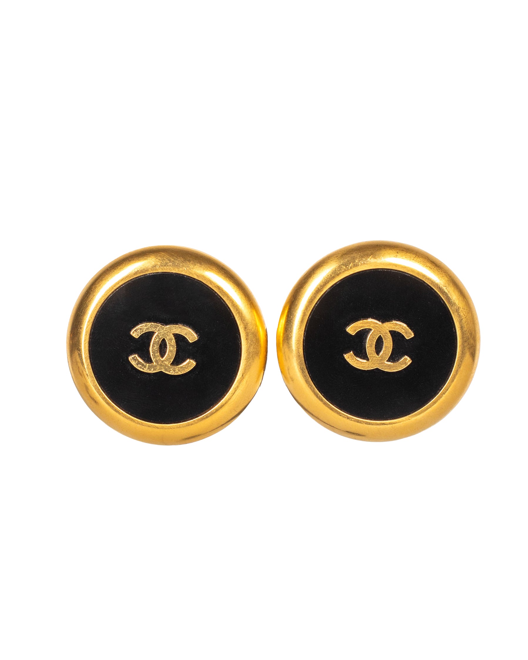 BLACK & GOLD CC BUTTON EARRINGS @SAMMIE