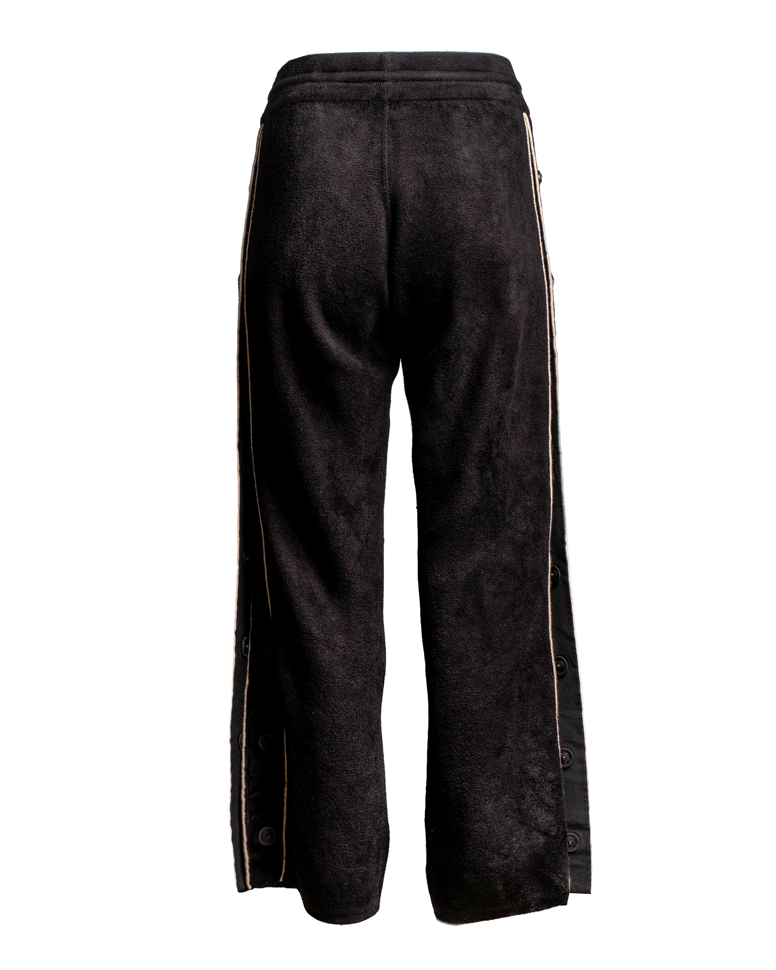 BLACK CHENILLE TEARAWAY SWEATPANTS