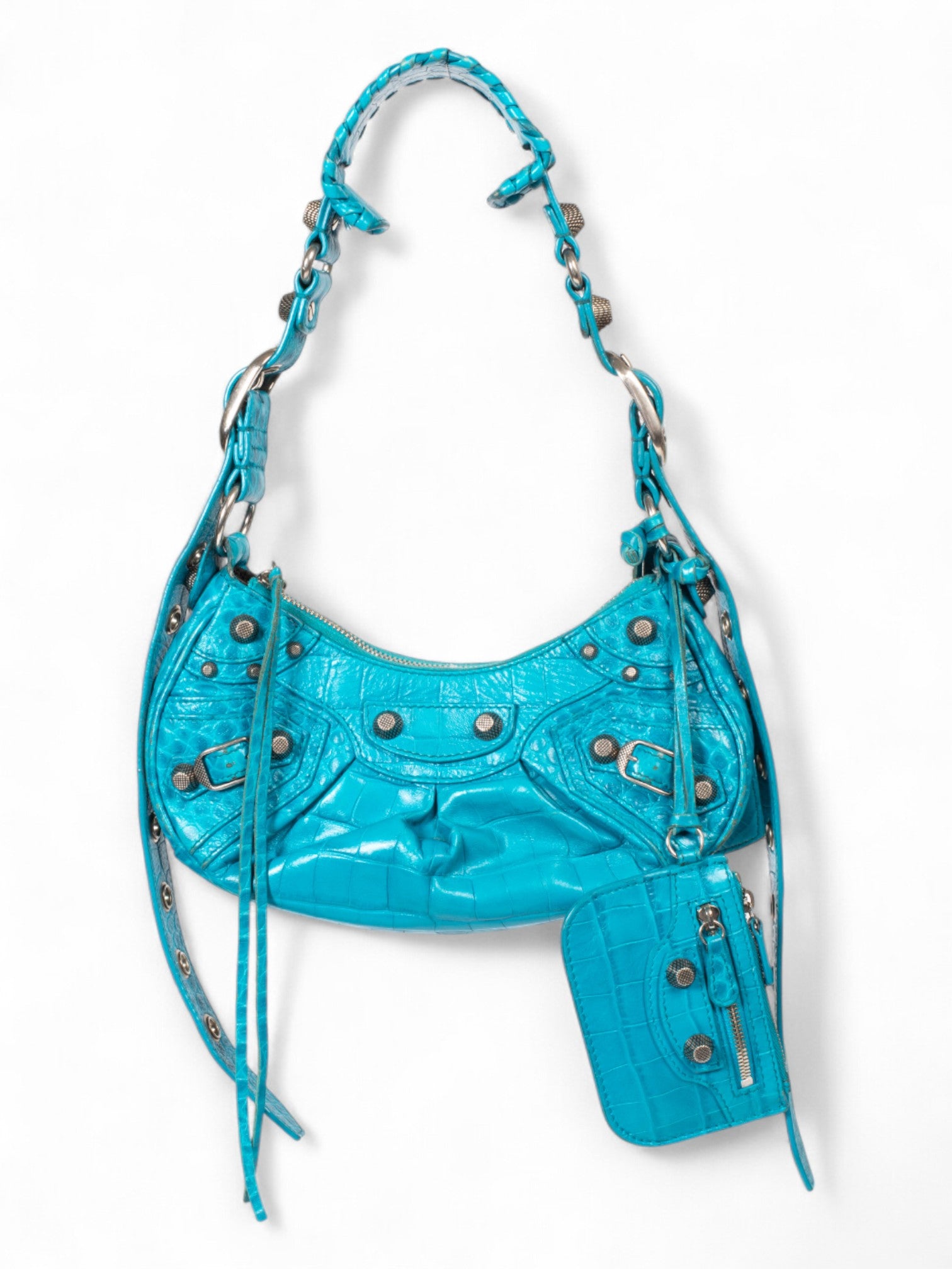 XS BLUE CROC EMBOSSED LE CAGOLE BAG @KGUE