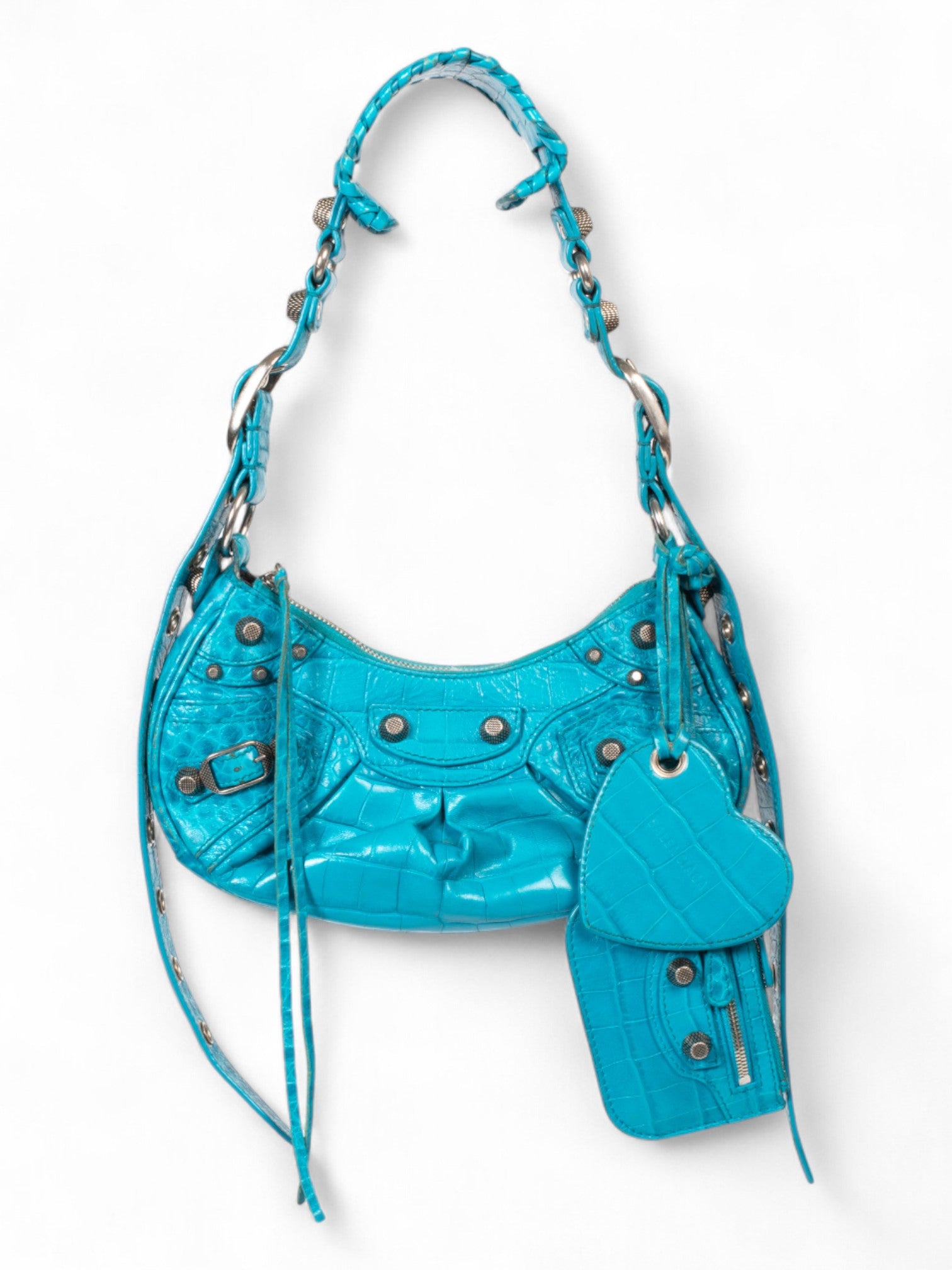 XS BLUE CROC EMBOSSED LE CAGOLE BAG @KGUE