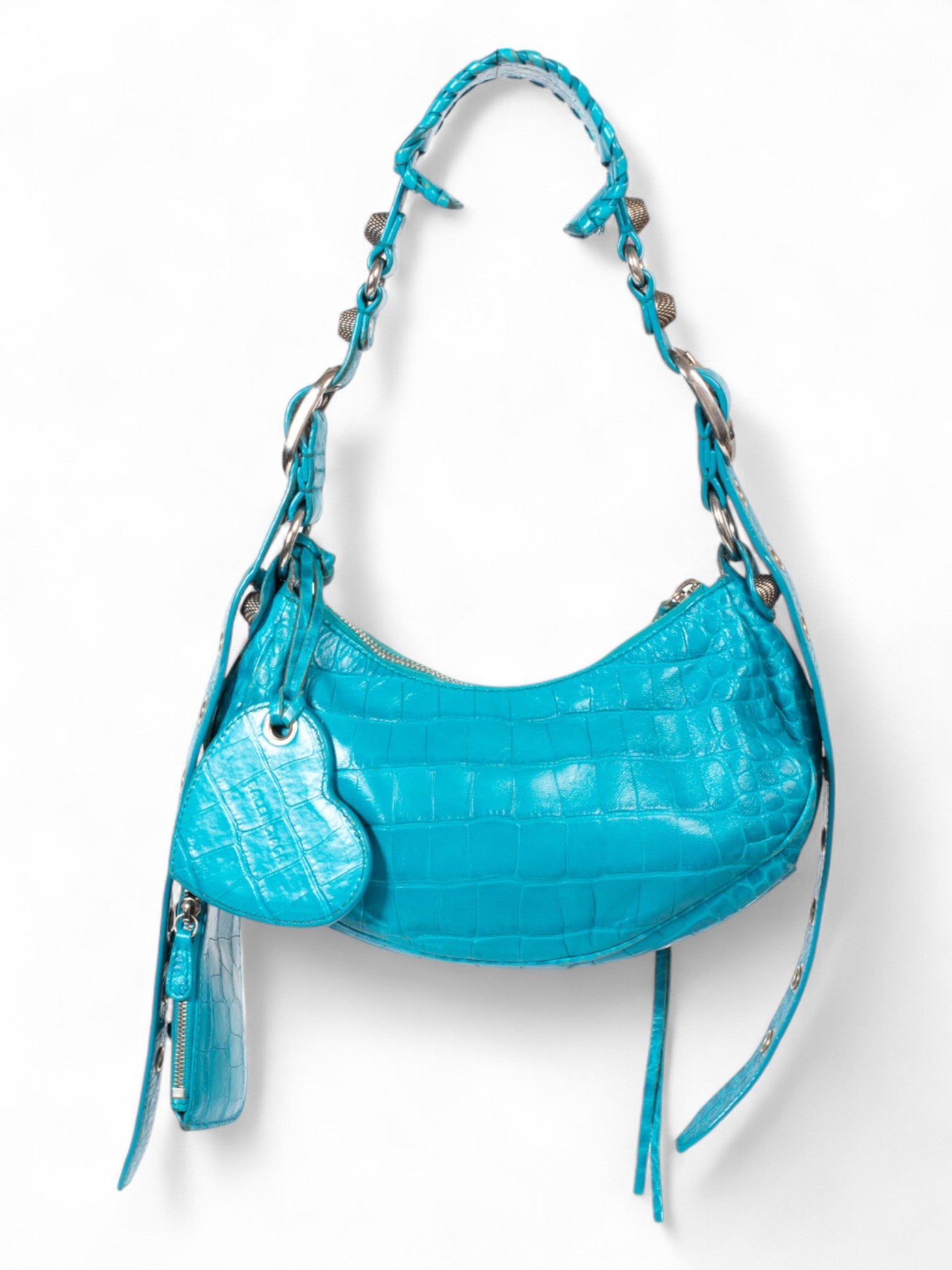 XS BLUE CROC EMBOSSED LE CAGOLE BAG @KGUE