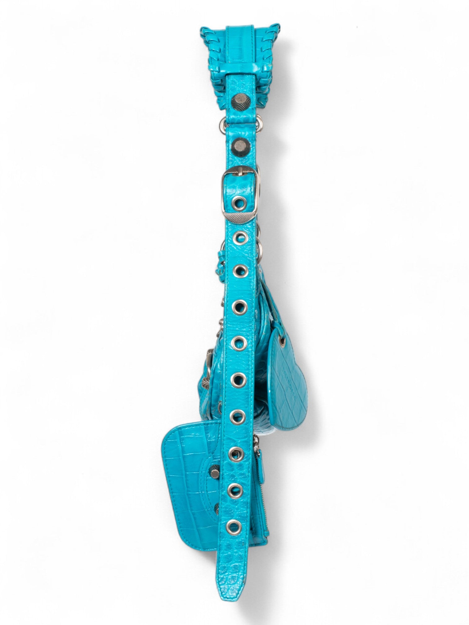 XS BLUE CROC EMBOSSED LE CAGOLE BAG @KGUE