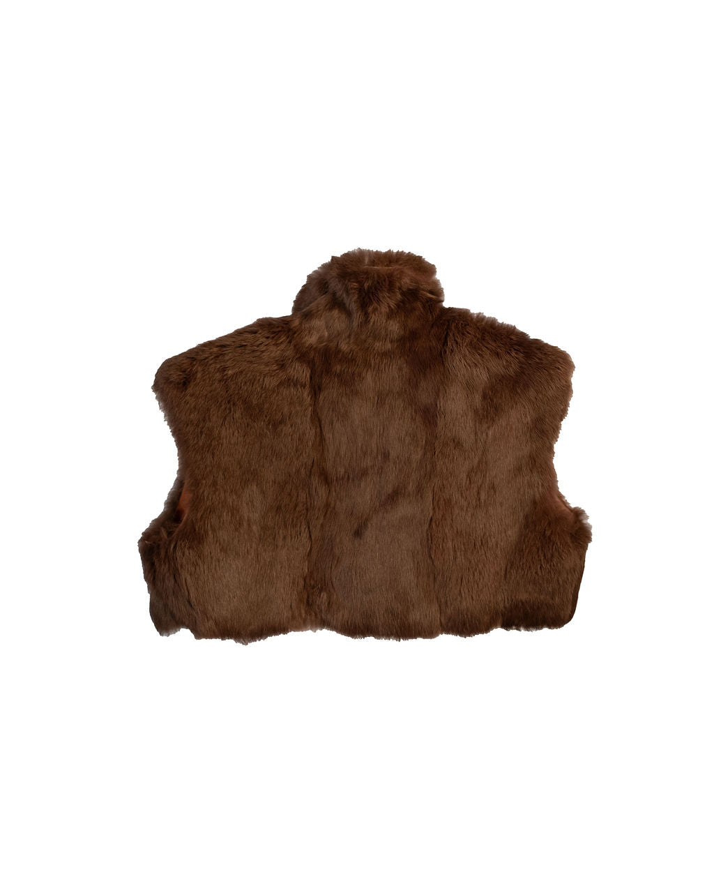 BROWN RABBIT FUR CROPPED VEST