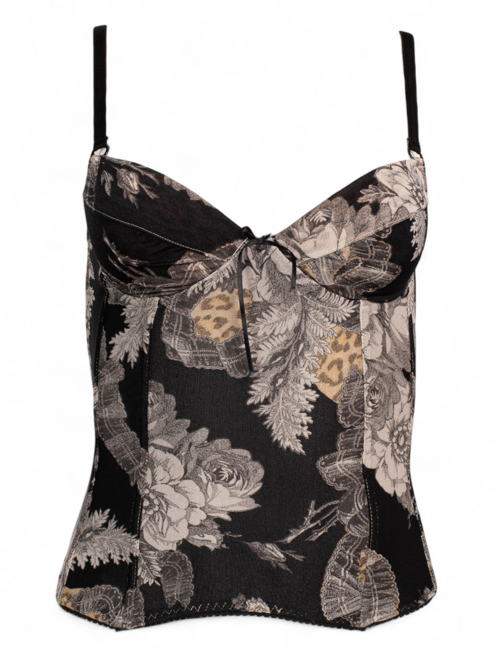 MESH FLORAL & CHEETAH PRINT BUSTIER