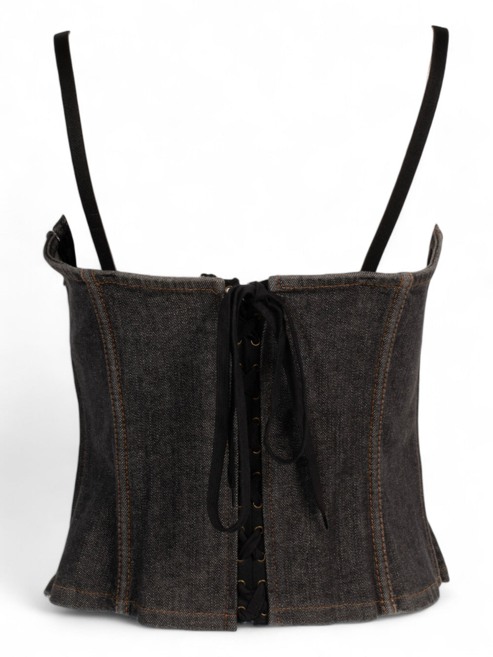 DARK DENIM LACE UP BUSTIER