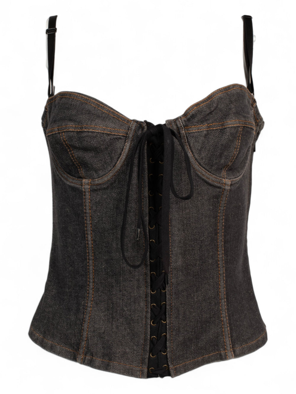 DARK DENIM LACE UP BUSTIER
