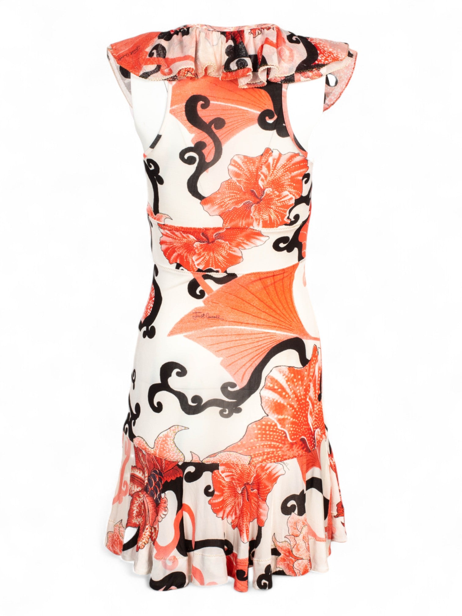 HIBISCUS PRINTED RUFFLED MIDI DRESS