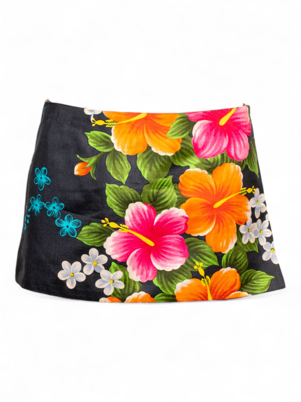 SILK HIBISCUS FLOWER PRINTED MINI SKIRT