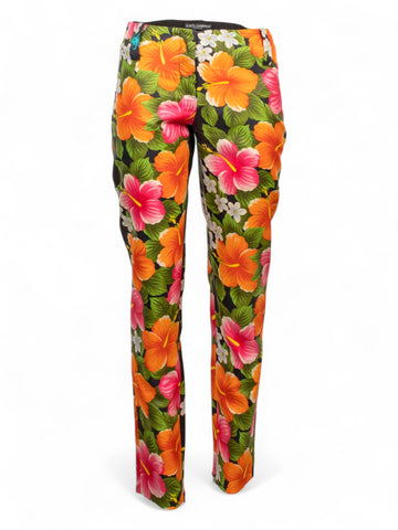 SILK HIBISCUS FLOWER PRINTED PANTS