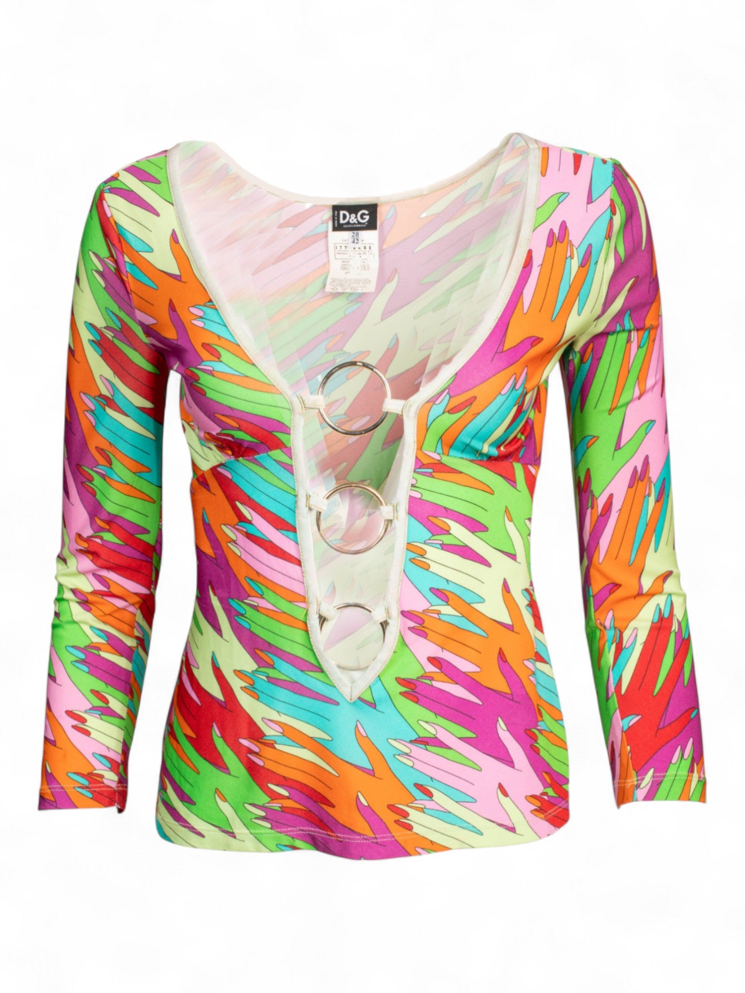 ICONIC HAND PRINTED 3 RING LONGSLEEVE TOP