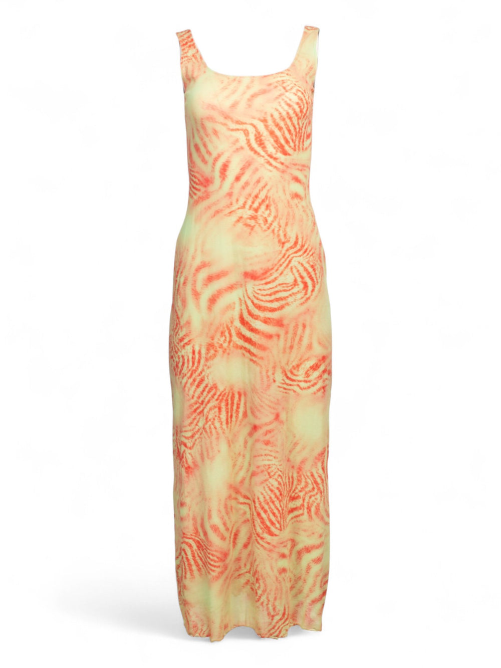 PINK AND GREEN TIGER PRINT MESH DRESS