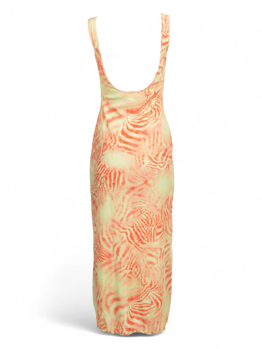 PINK AND GREEN TIGER PRINT MESH DRESS