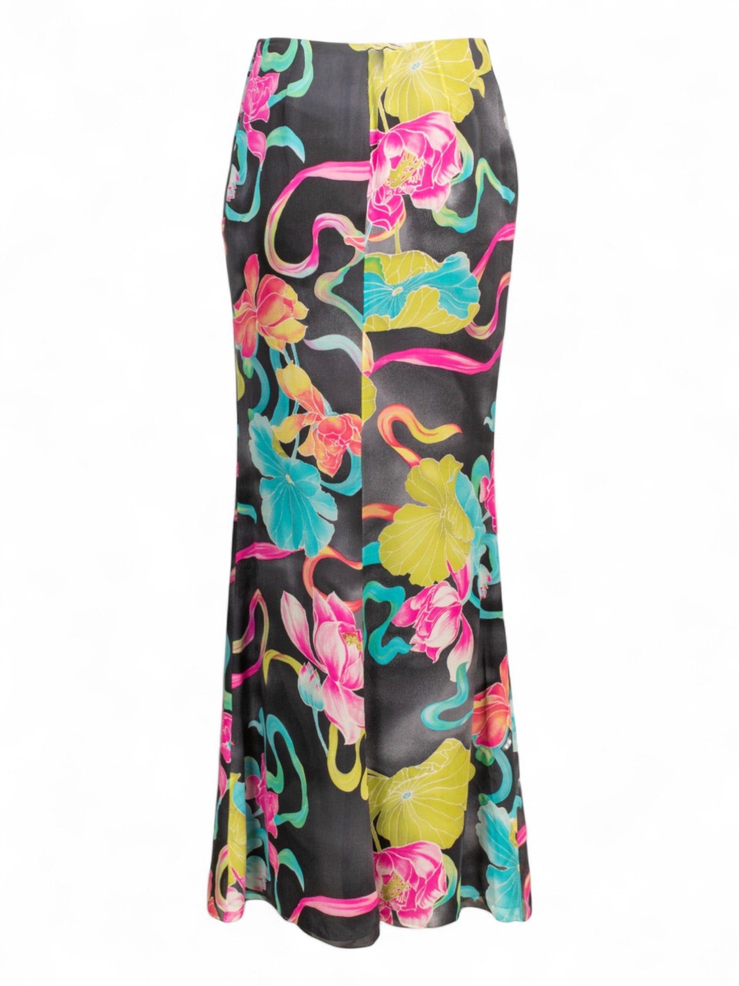 FW04 FLORAL SILK RUFFLED EXTRA MAXI SKIRT