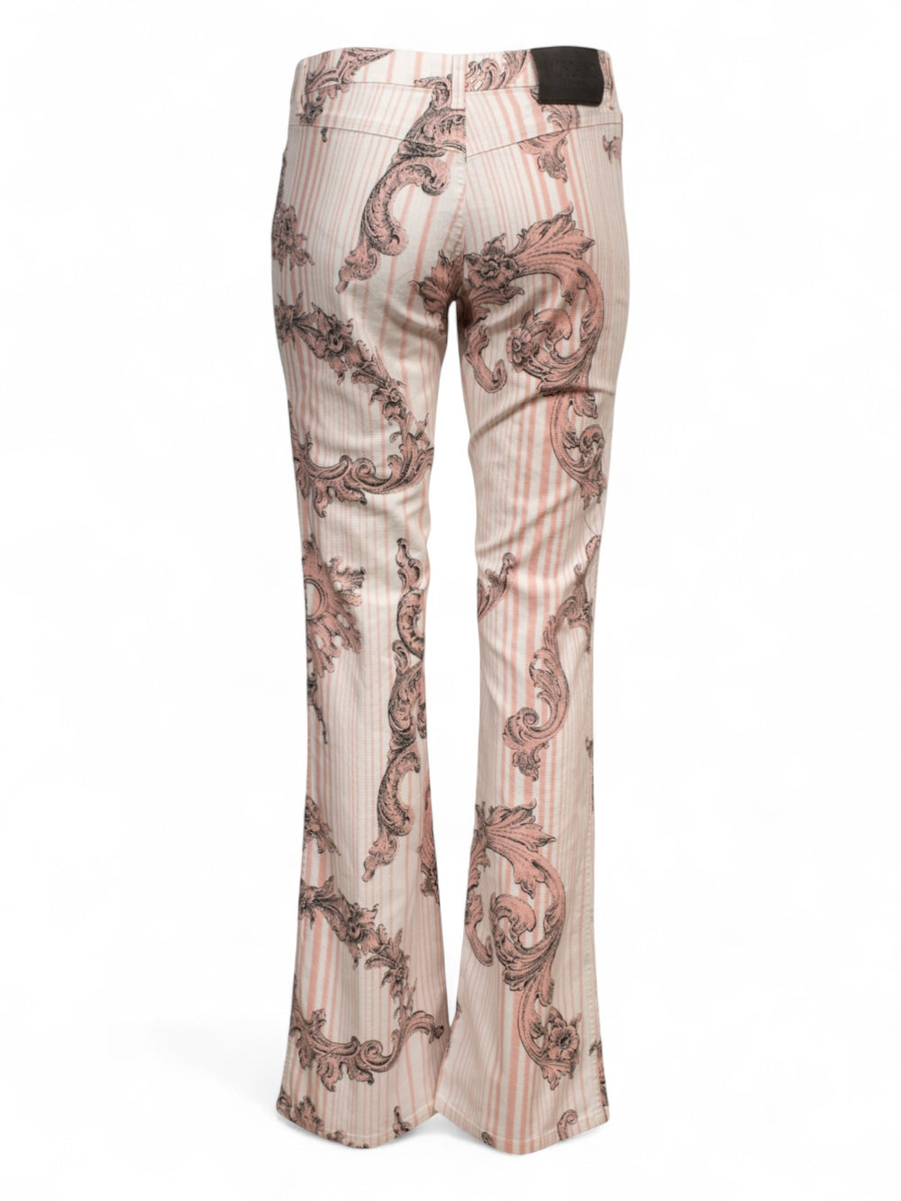 PINK & WHITE STRIPED ORNATE JEANS
