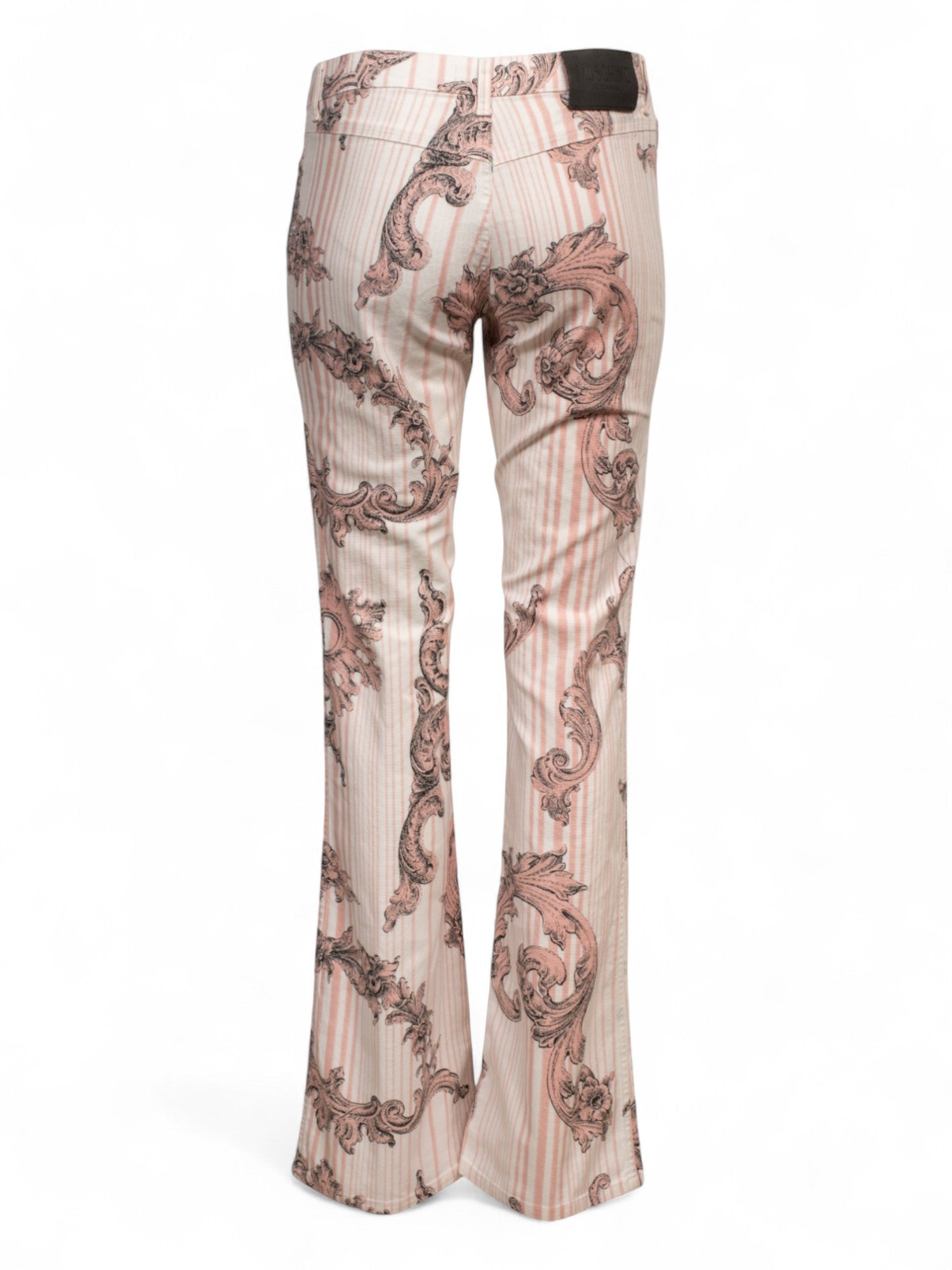 PINK & WHITE STRIPED ORNATE JEANS