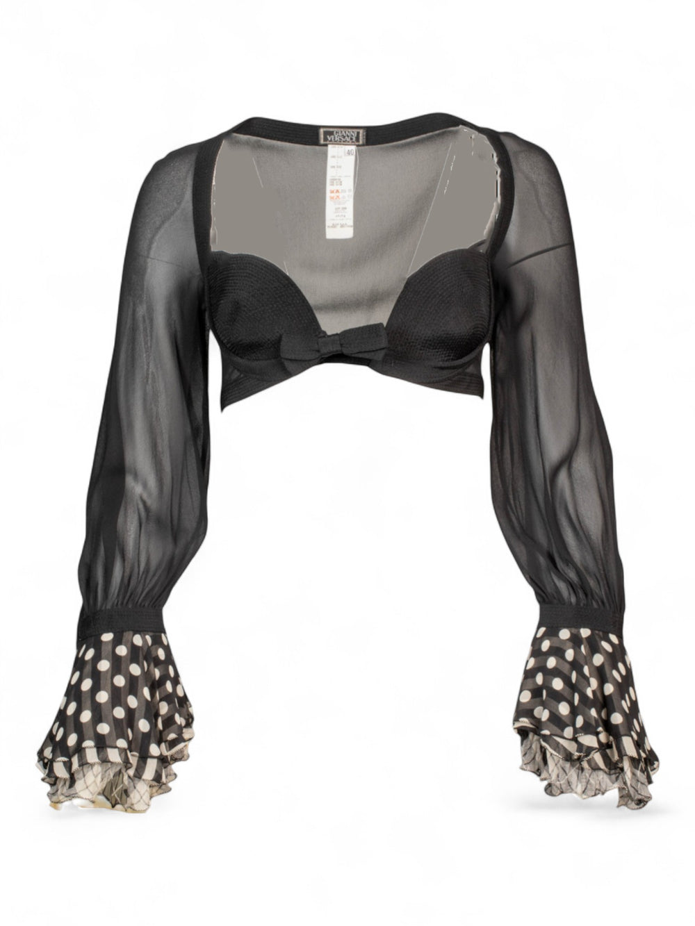 SS1993 BRA TOP W POLKA DOT RUFFLE CUFFS @JCCG
