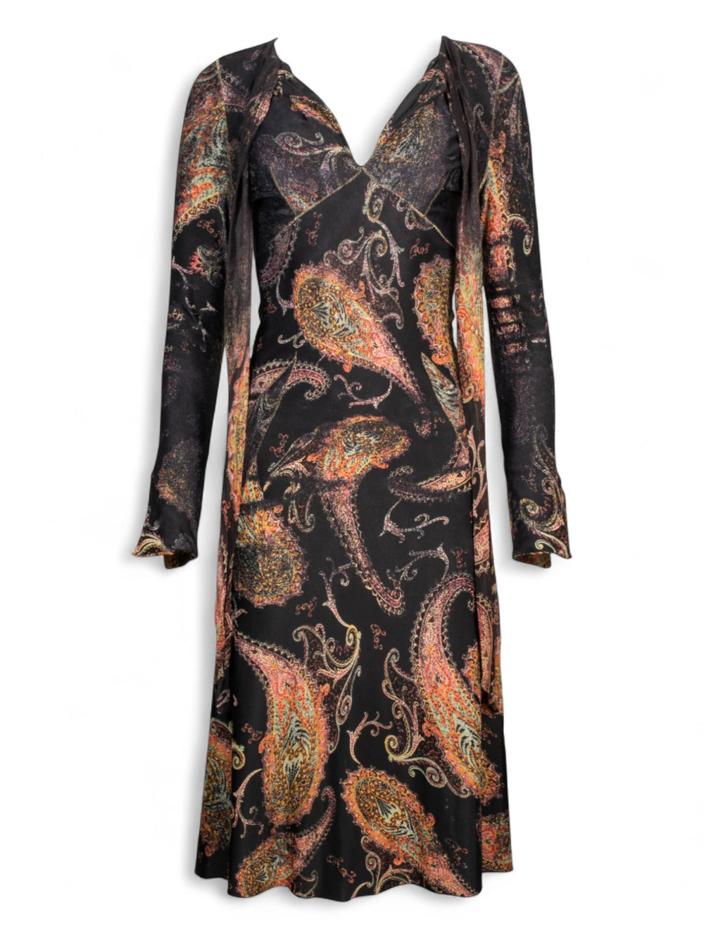 PAISLEY TIE NECK MIDI DRESS @JKOVA