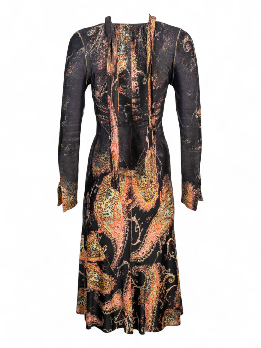 PAISLEY TIE NECK MIDI DRESS @JKOVA