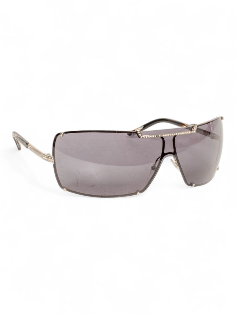 RHINESTONE SHIELD TINTED SUNGLASSES