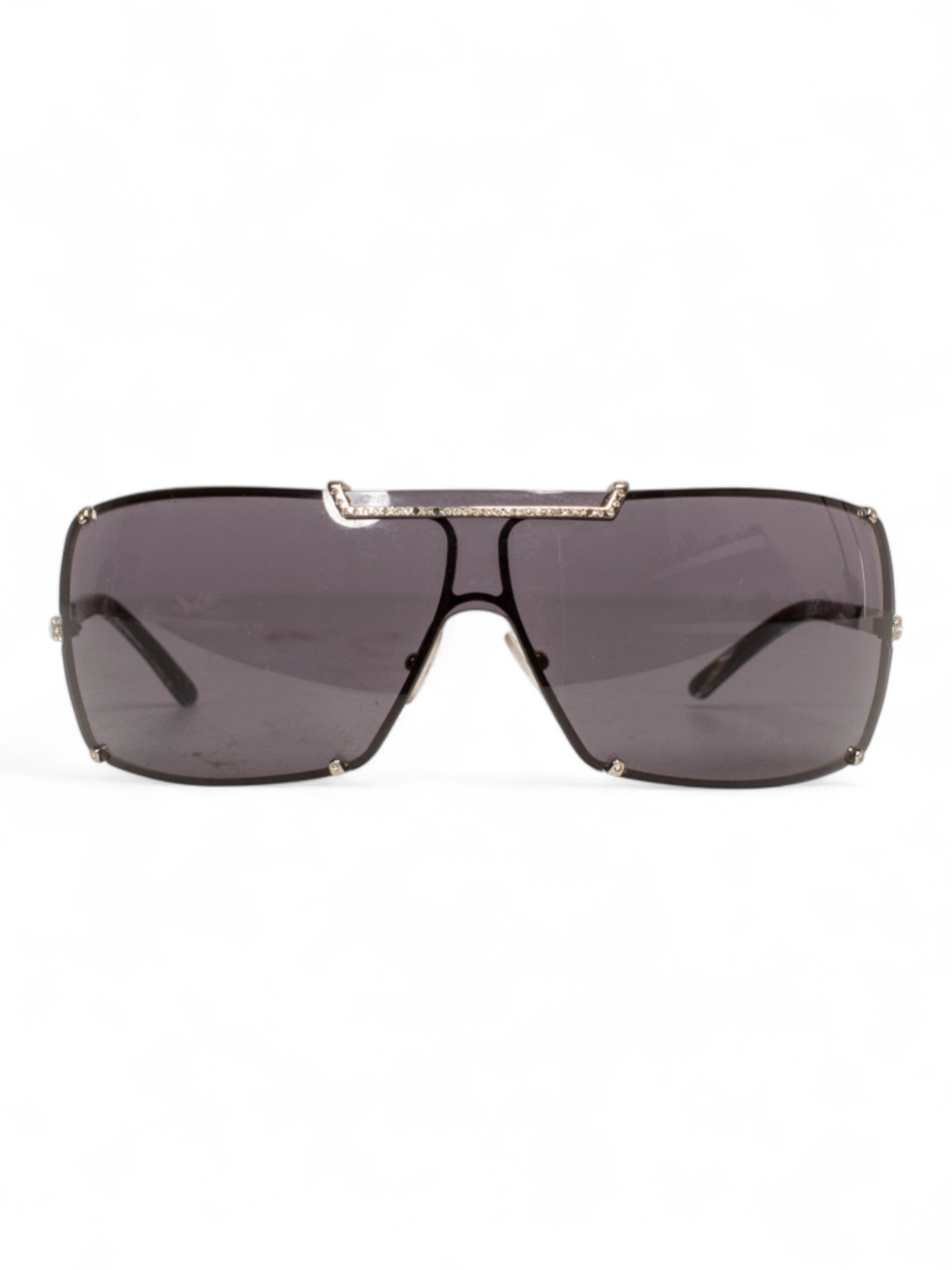 RHINESTONE SHIELD TINTED SUNGLASSES
