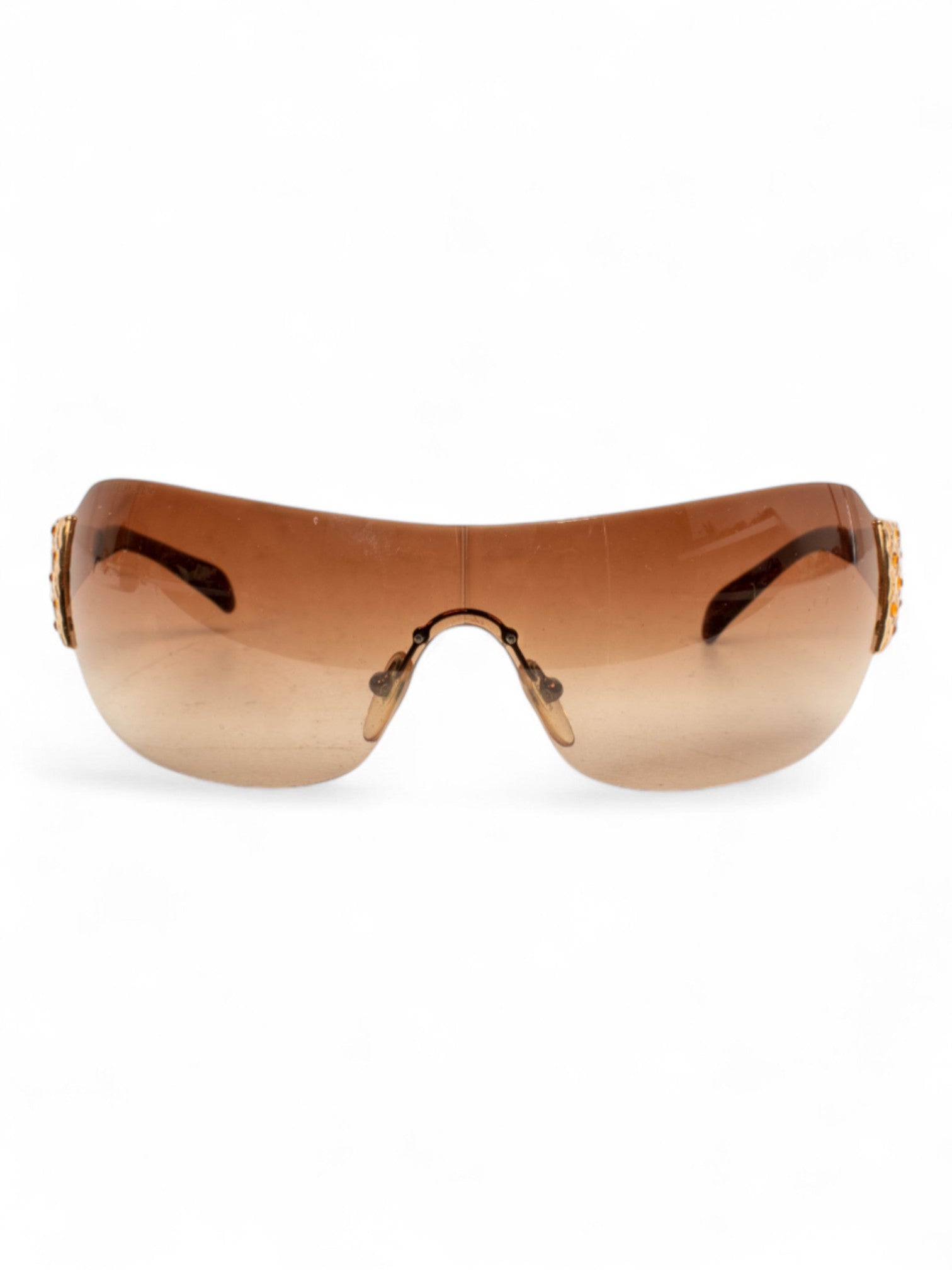 BROWN SHIELD RIMLESS YELLOW STONE SUNGLASSES