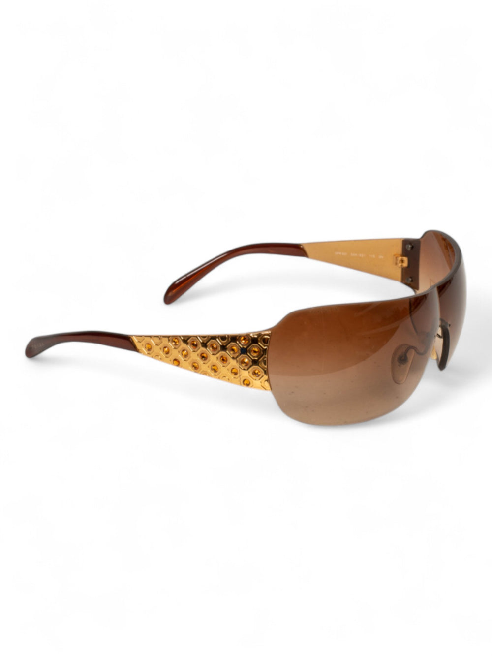 BROWN SHIELD RIMLESS YELLOW STONE SUNGLASSES
