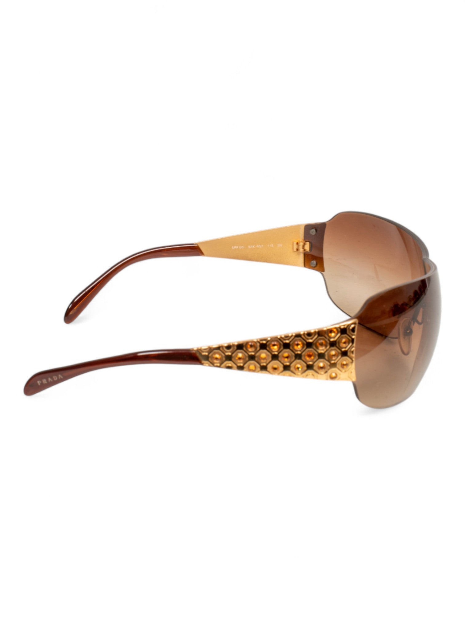 BROWN SHIELD RIMLESS YELLOW STONE SUNGLASSES
