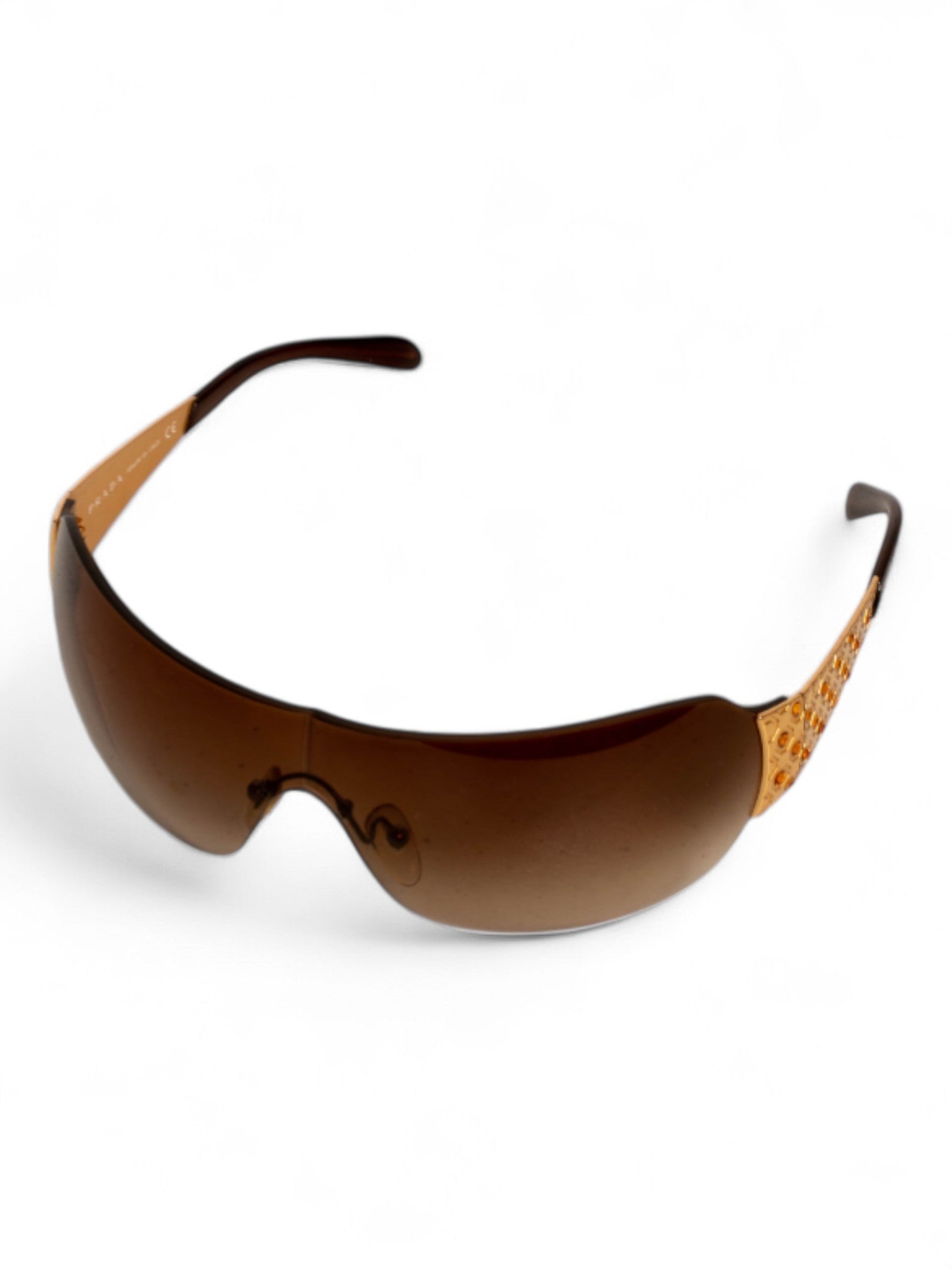 BROWN SHIELD RIMLESS YELLOW STONE SUNGLASSES