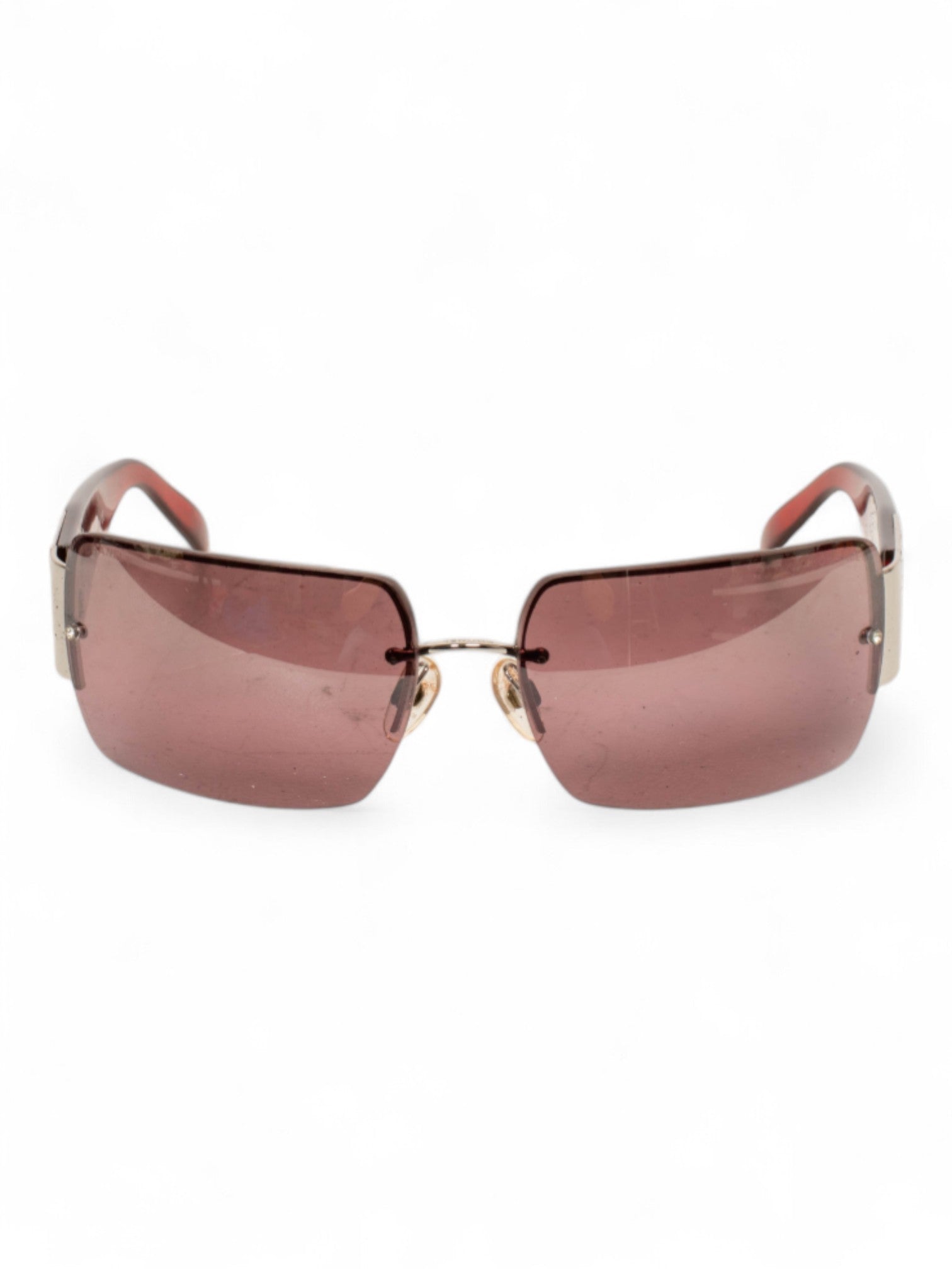 RIMLESS MAUVE SWAROVSKI LOGO SHADES (AS IS) @ASMITH