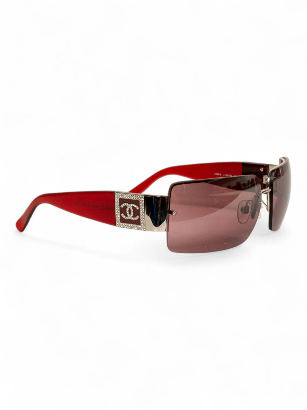 RIMLESS MAUVE SWAROVSKI LOGO SHADES (AS IS) @ASMITH