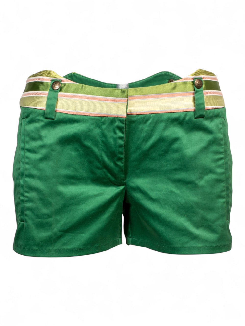 GREEN ORNATE PRINTED TOP & SATIN SHORTS SET