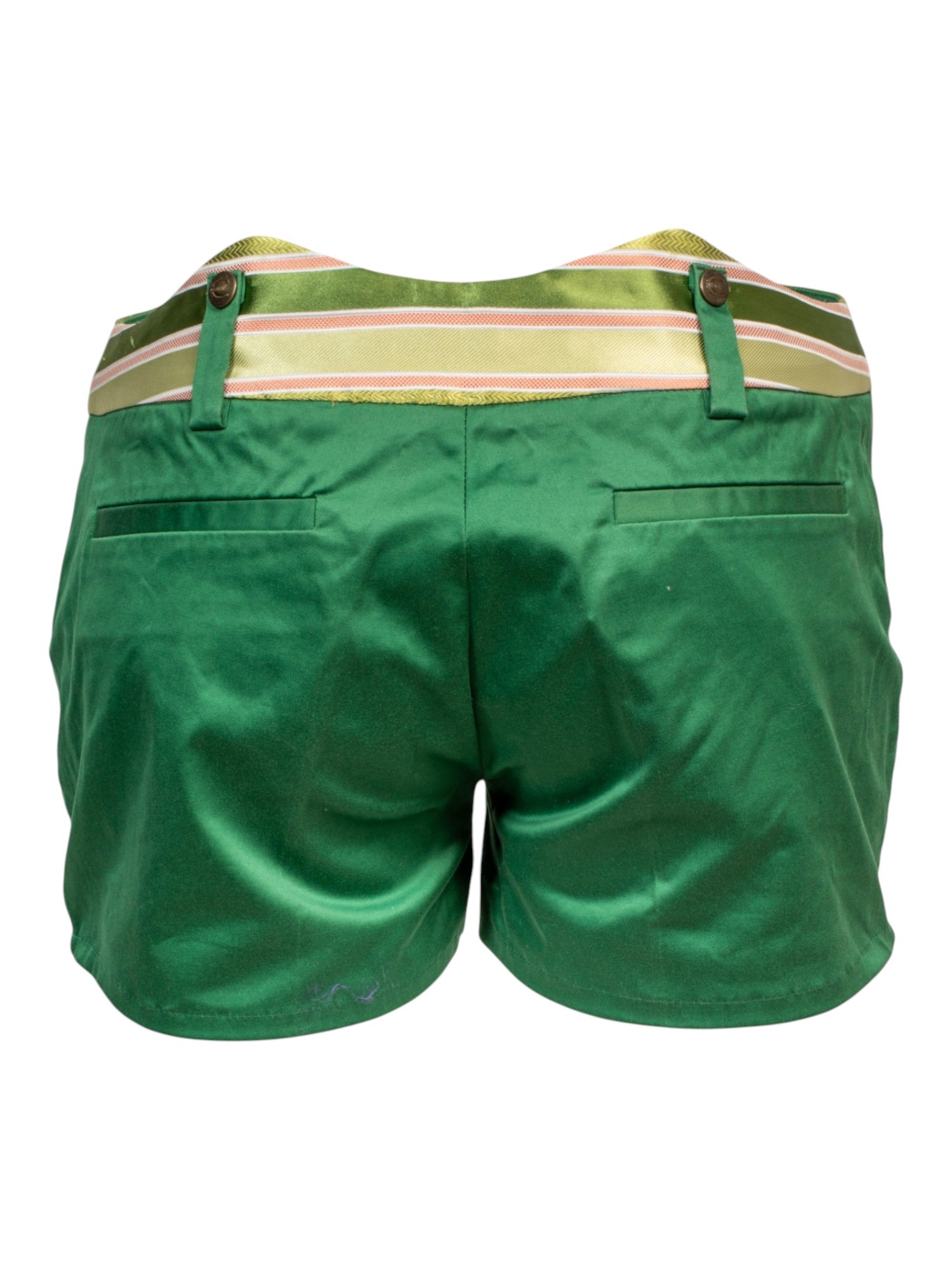 GREEN ORNATE PRINTED TOP & SATIN SHORTS SET