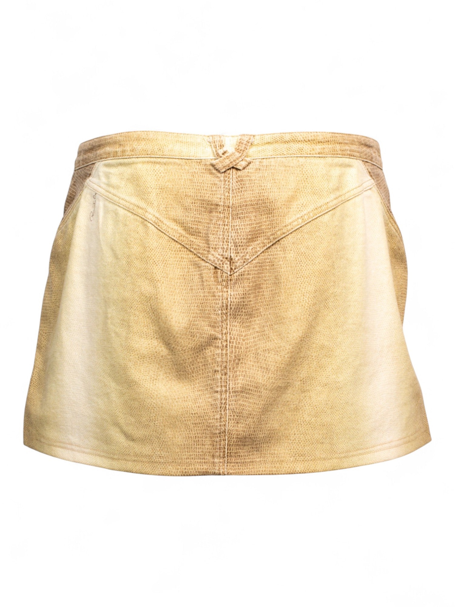 SS02 LIZARD PRINT MINI SKIRT W LEATHER TIES