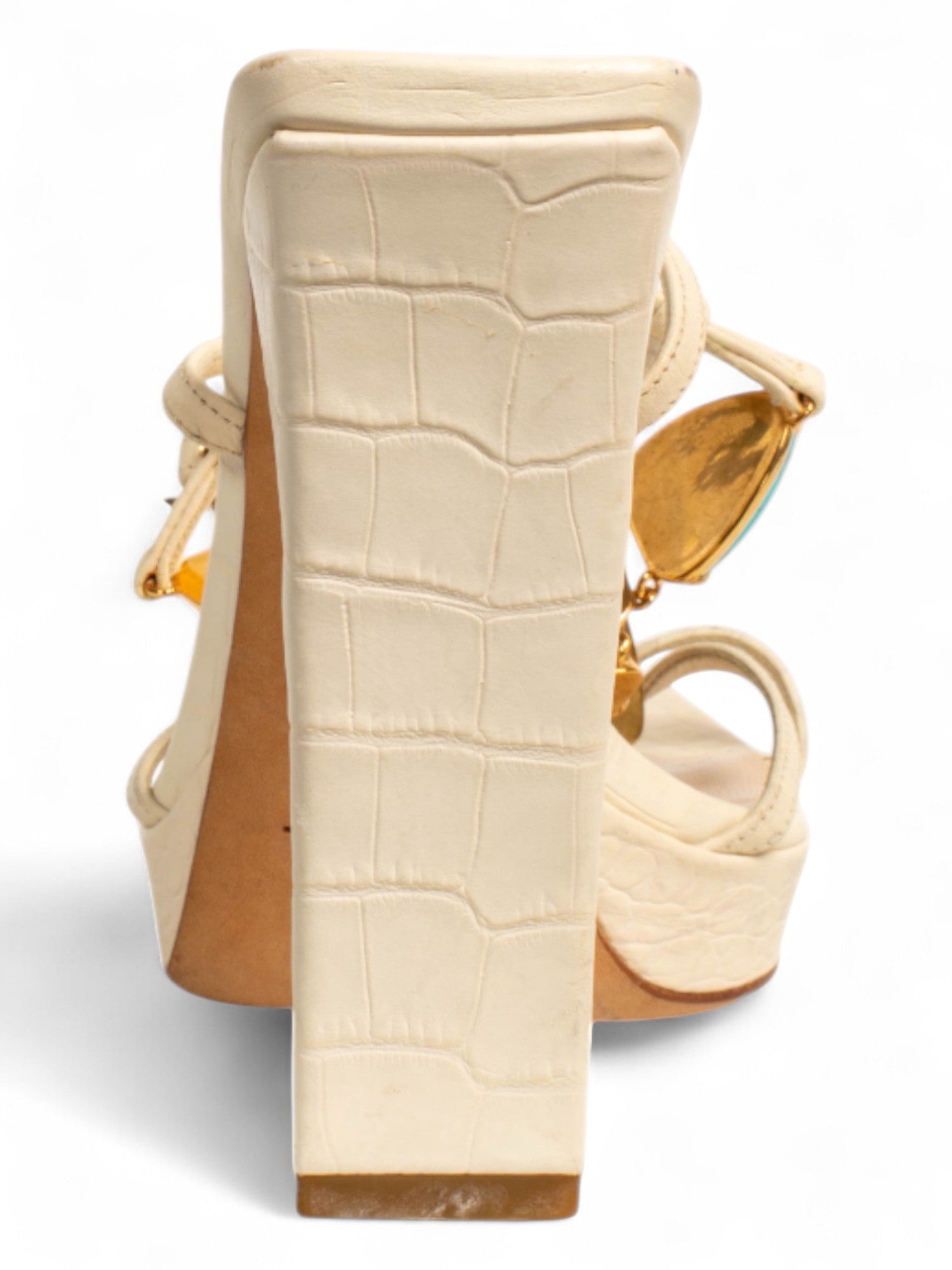 SNAKE EMBOSSED TURQUOISE STONED HEELS @MDSG