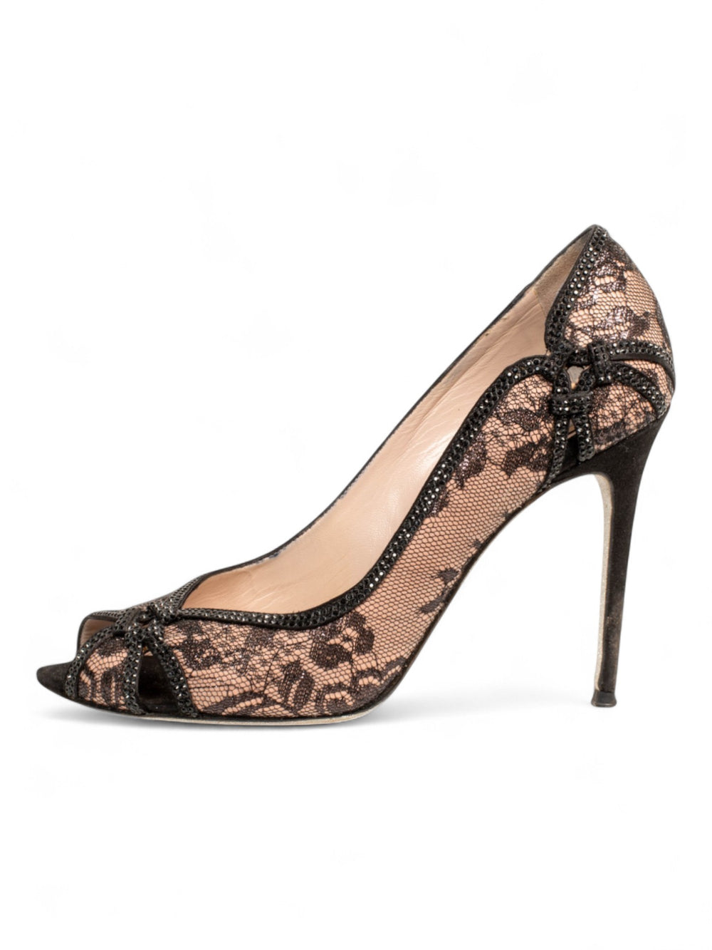 BLACK LACE OPEN TOE PUMPS (as is) @JKOVA