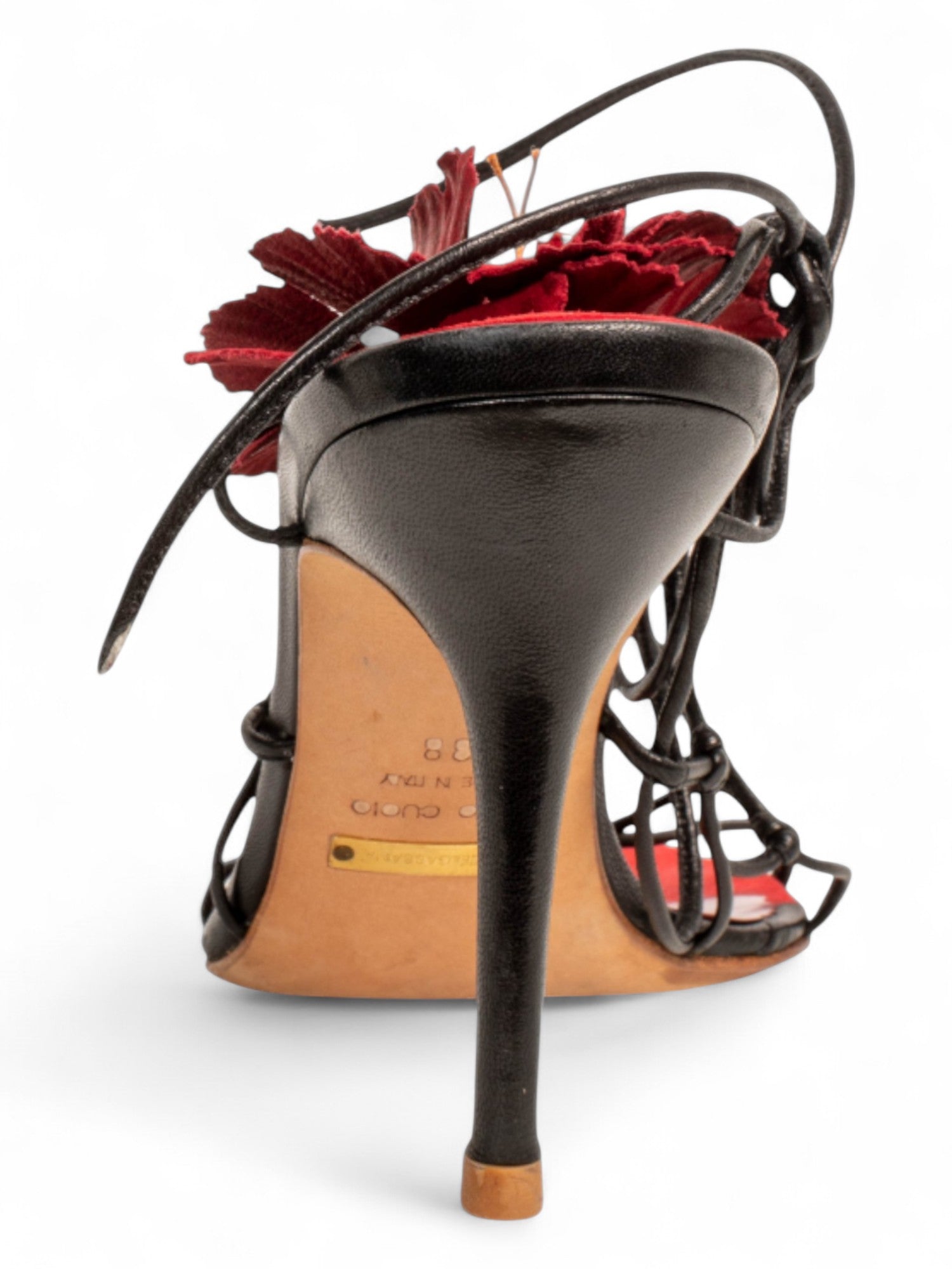 RARE RED & BLACK LACE STRAPPY ROSE HEELS