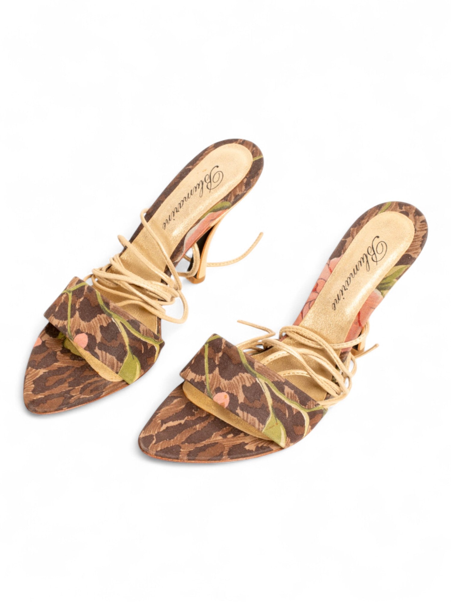 LEOPARD FLORAL PRINTED WRAP AROUND HEELS
