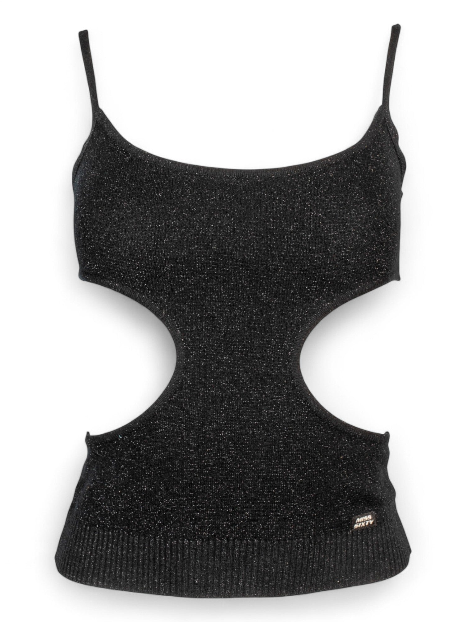 00S BLACK SPARKLY KNIT CUTOUT TANK